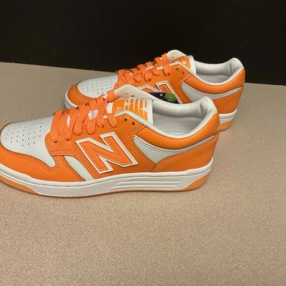 New! Womens New Balance 480 Leather Hot Mango/White Sneakers/Shoes. Size 8. - Picture 4 of 7